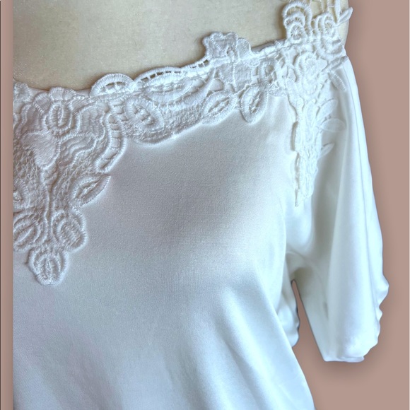 Embroidery Lace Top- White - Picture 4 of 5
